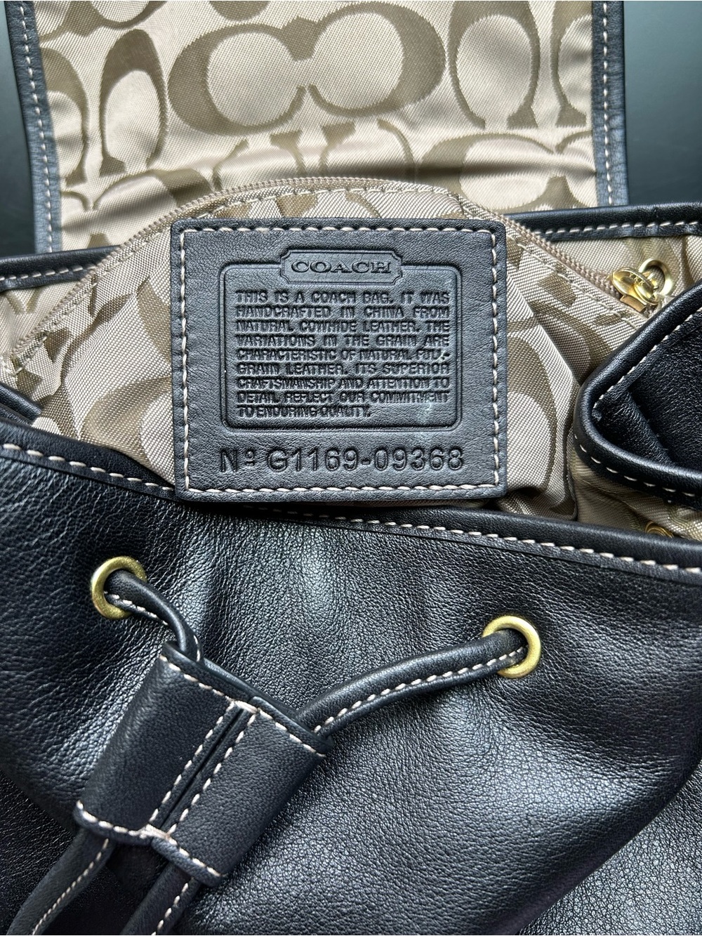 Coach Legacy Studio Black Leather Drawstring Backpack - Picture 5 of 9